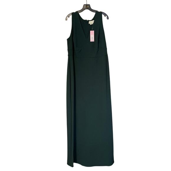 Sachin + Babi Emerald Green Stretch Crepe Sleeveless Loretta Gown Size 16W NWT - Picture 3 of 11